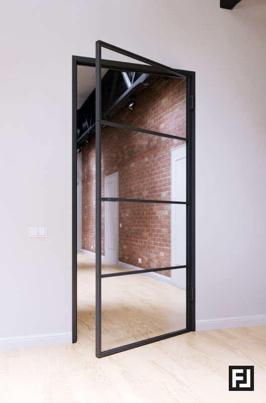 Ehtur zeitlos 3 sprossen klarglas schwarz ral 9005 matt feinstruktur c griff mit magnetverriegelung